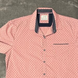 Men's Pink Patterned Button Down Shirt